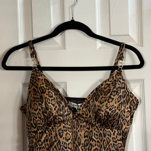 Popilush Satin Goddess Maxi Dress XL Leopard Print Built-In Shapewear Sexy Glam - Picture 3 of 9
